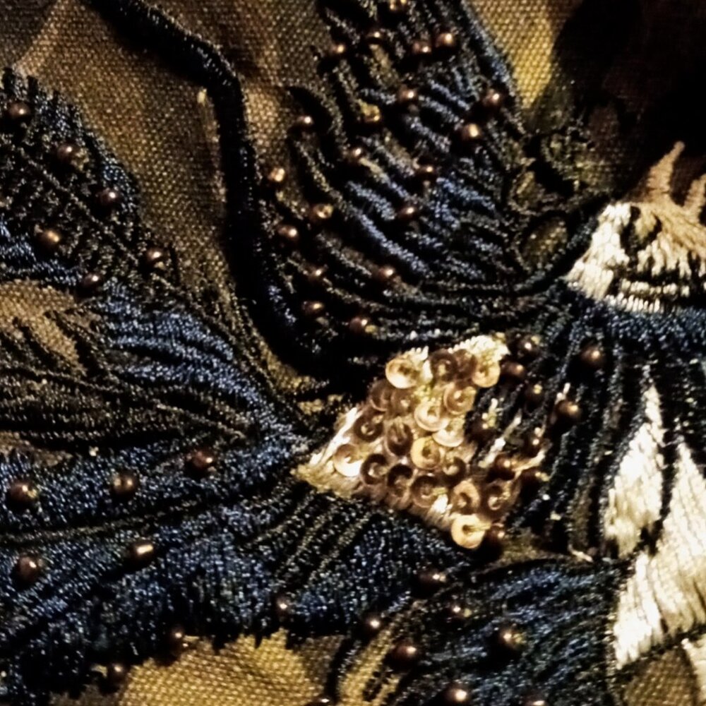 Cool Morbid Threads Denim Jacket Embroidery Beaded Camouflage Women's XL - Picture 14 of 16